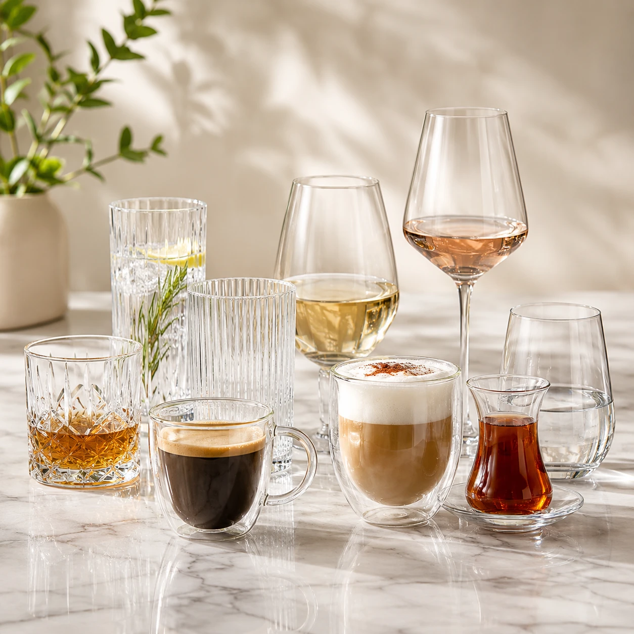 glass cups and drinkware for hospitality, restaurant and barware projects
