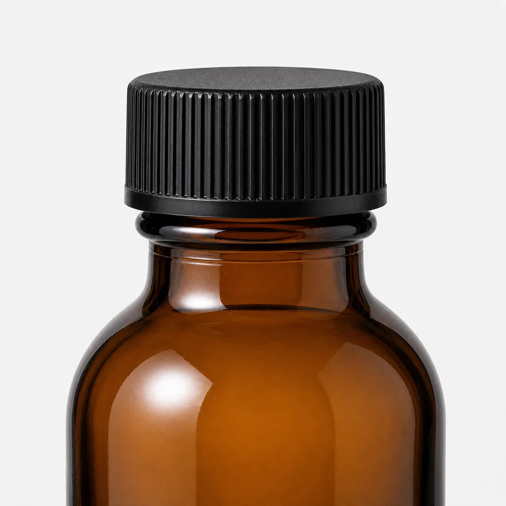 Amber Oral Liquid Glass Bottle with amber glass body and closure fit - packing view