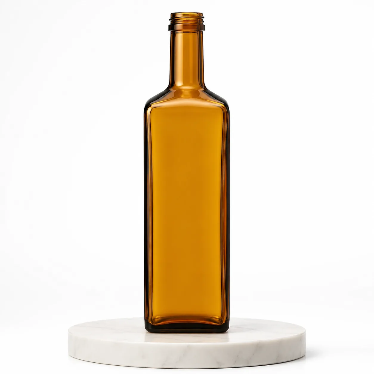 Amber Glass Marasca Oil Bottle front view with visible amber marasca oil bottle form