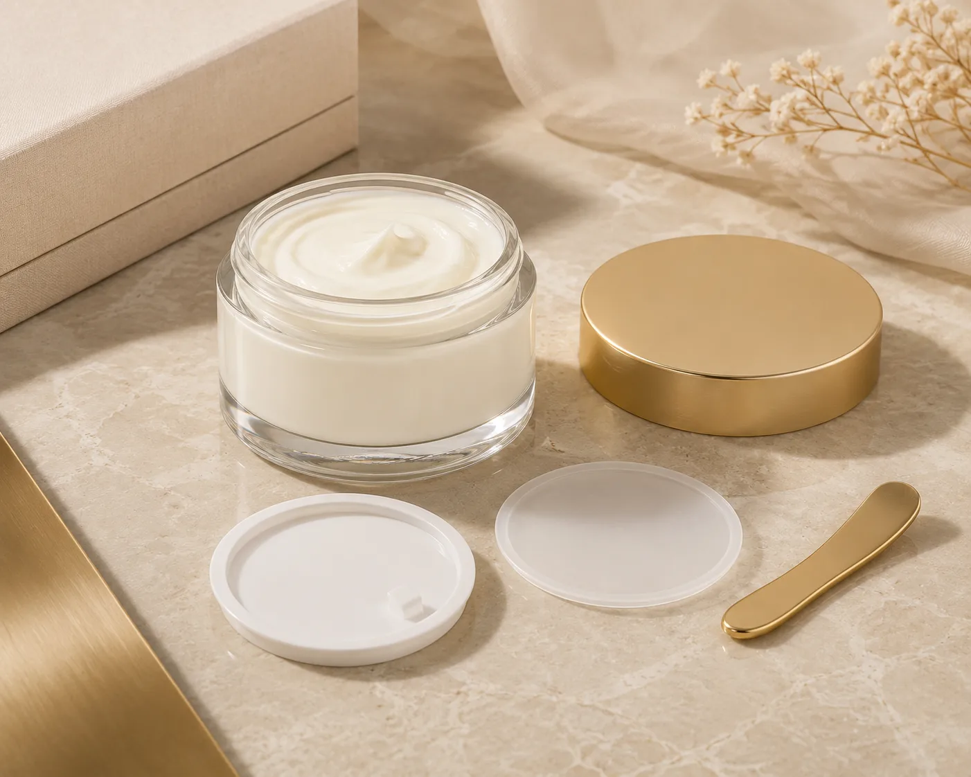 Glas-Body-Butter-Glas aus einem sekundären Winkel mit sichtbarem Behälterprofil.