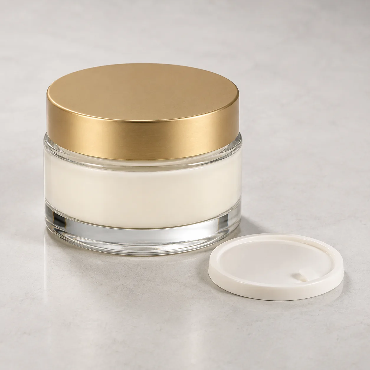 Angled side view of Glass Body Butter Jar showing the outer profile