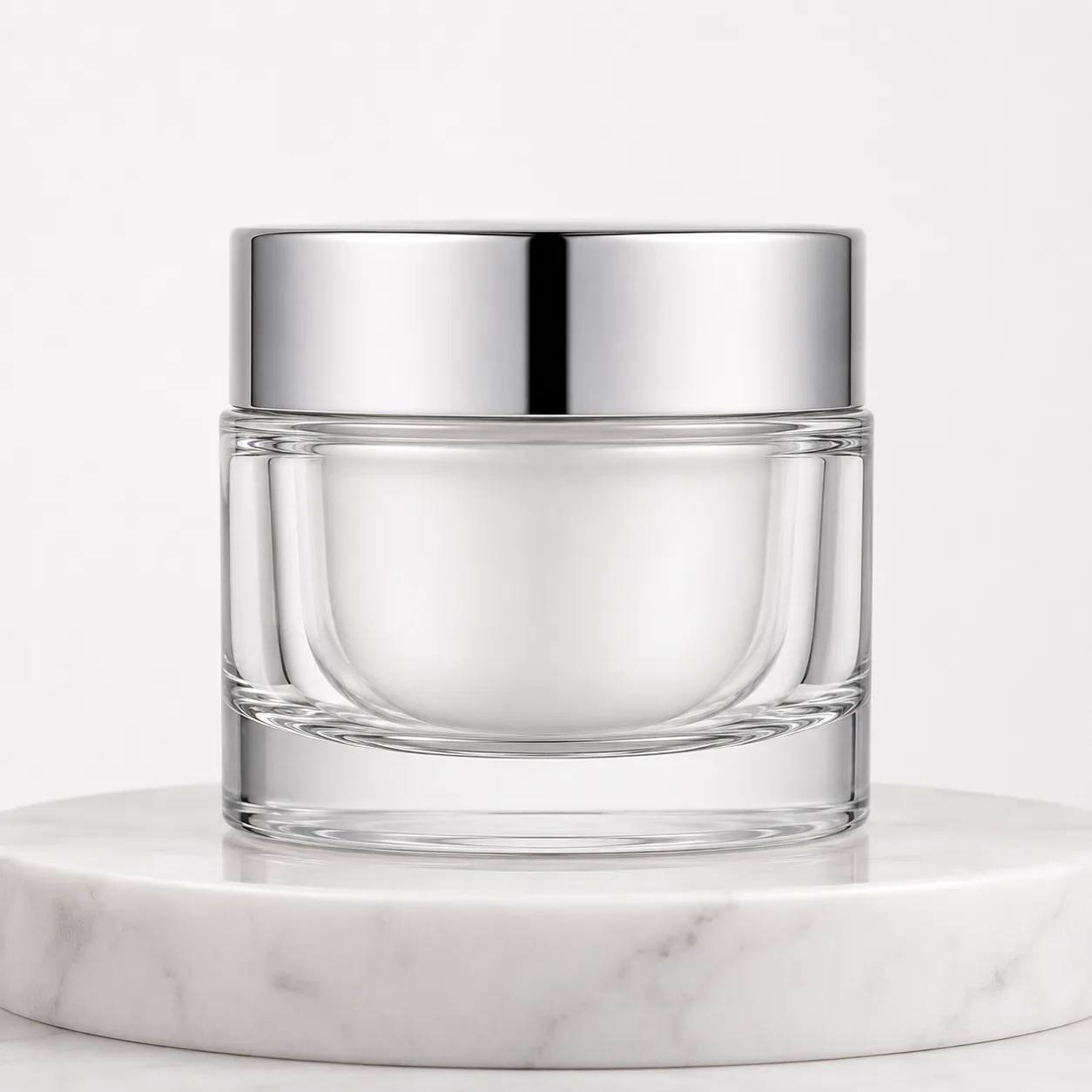 Glass Cream Jar front view with visible Glass cream jar body