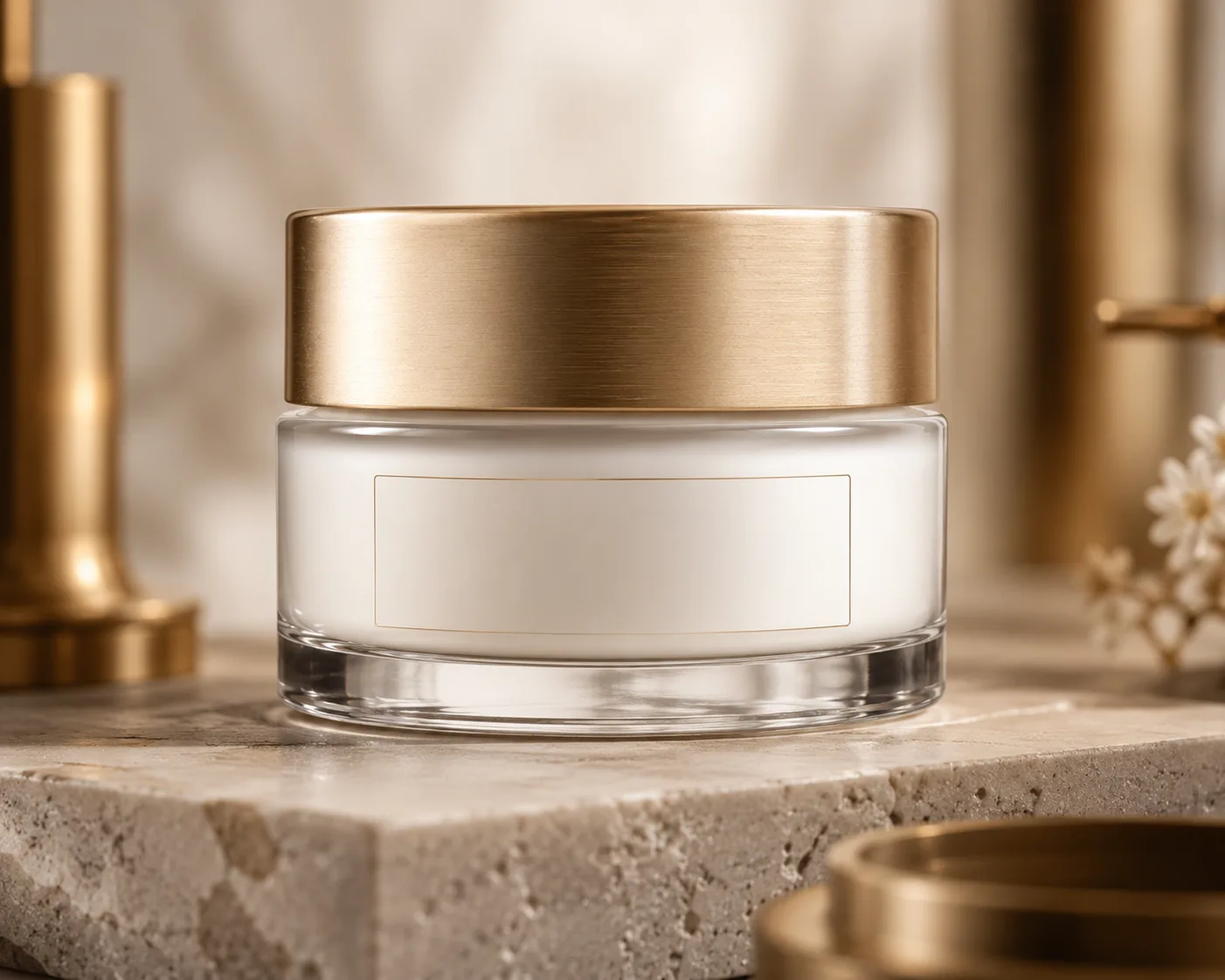 Glass Eye Cream Jar in a coordinated skincare packaging presentation.