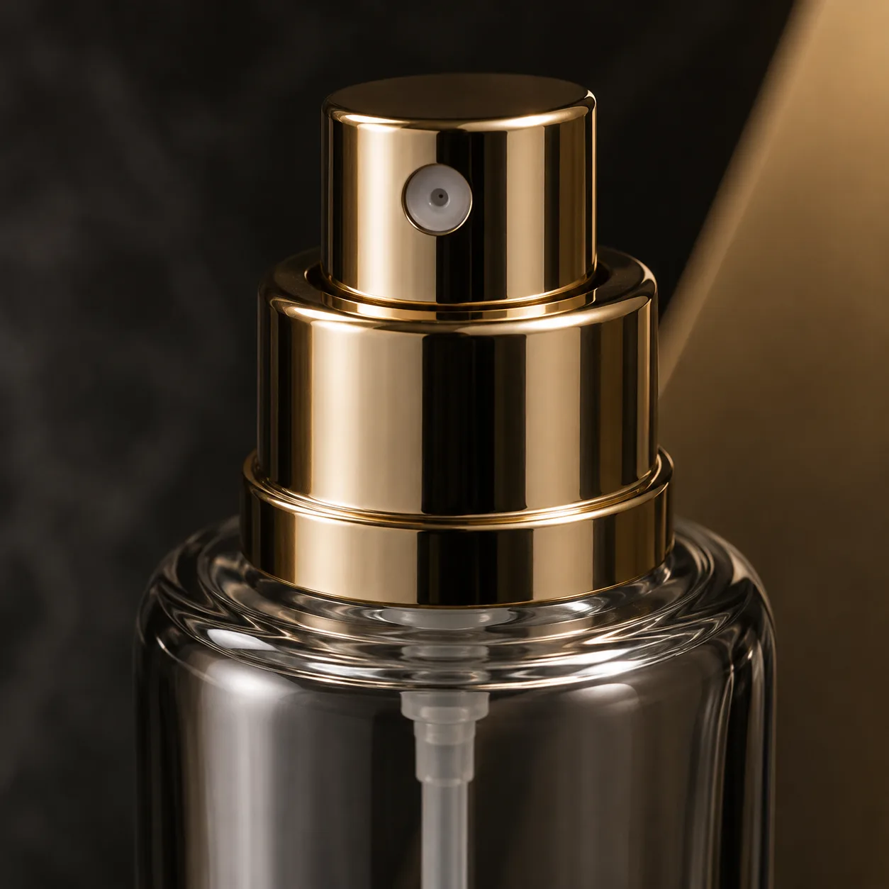 Close view of Glass Facial Mist Bottle showing closure area and print / coat / label