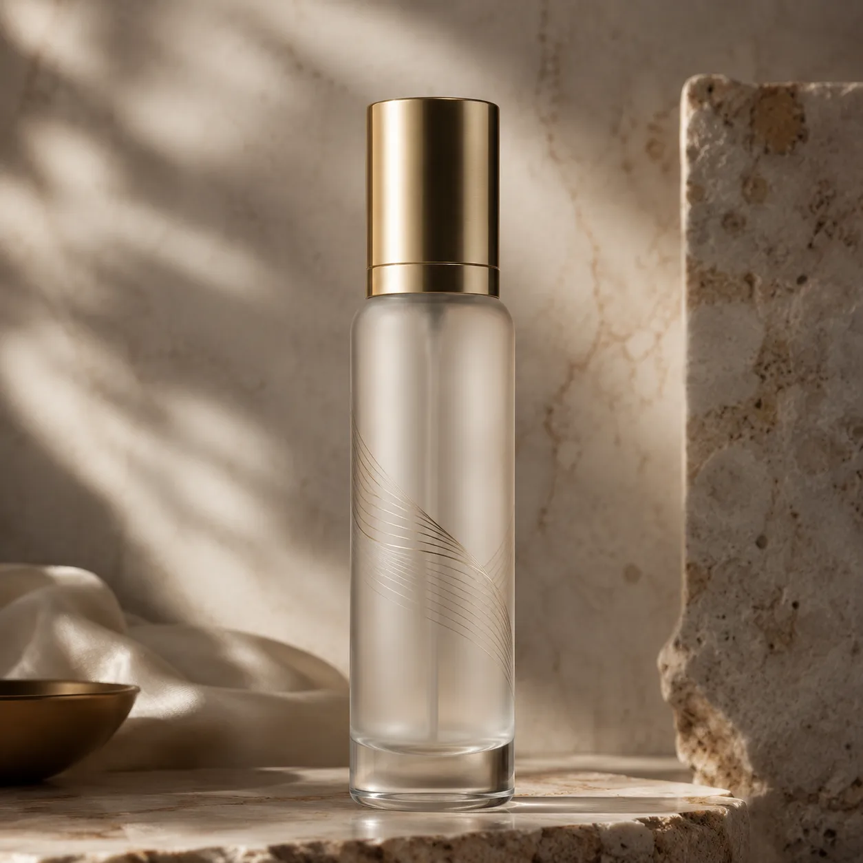 Glass Facial Mist Bottle sprayer, shoulder and glass base detail