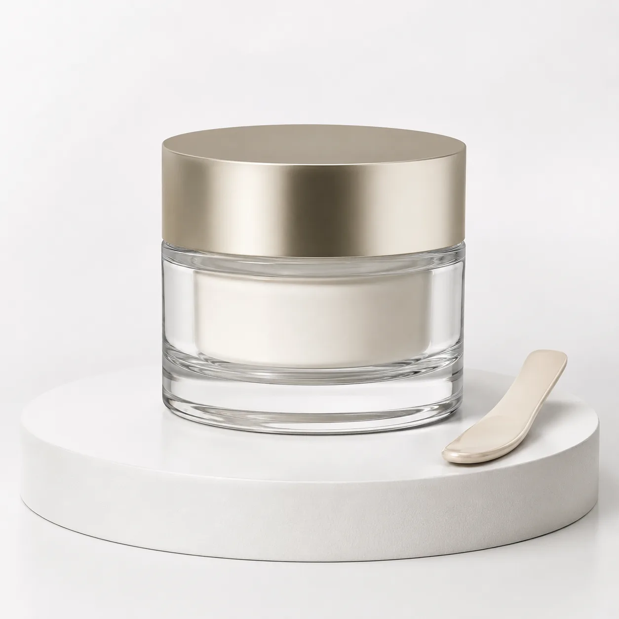 Glass Spatula Cream Jar front view with visible spatula cream jar body