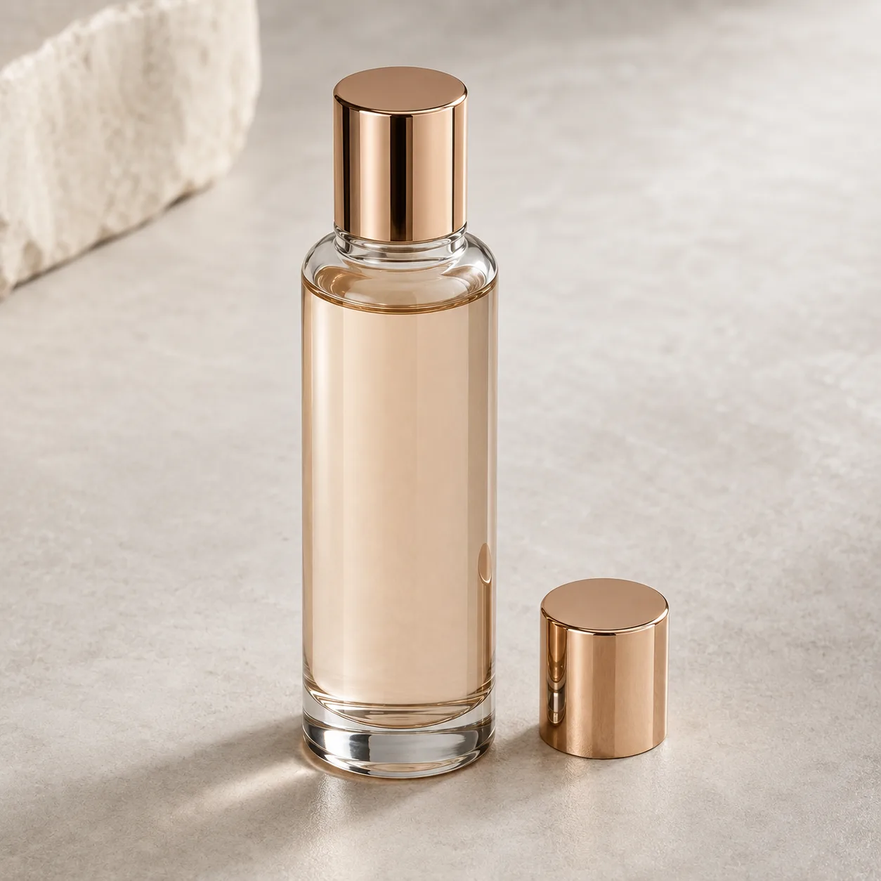 Angled side view of Glass Toner Bottle showing the outer profile