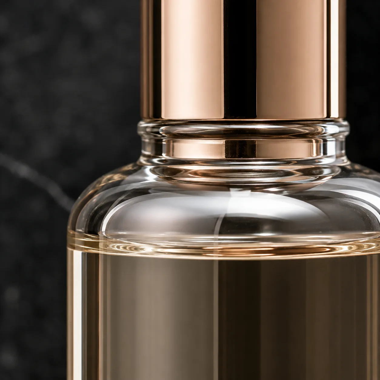 Close view of Glass Toner Bottle showing closure area and print / coat / label