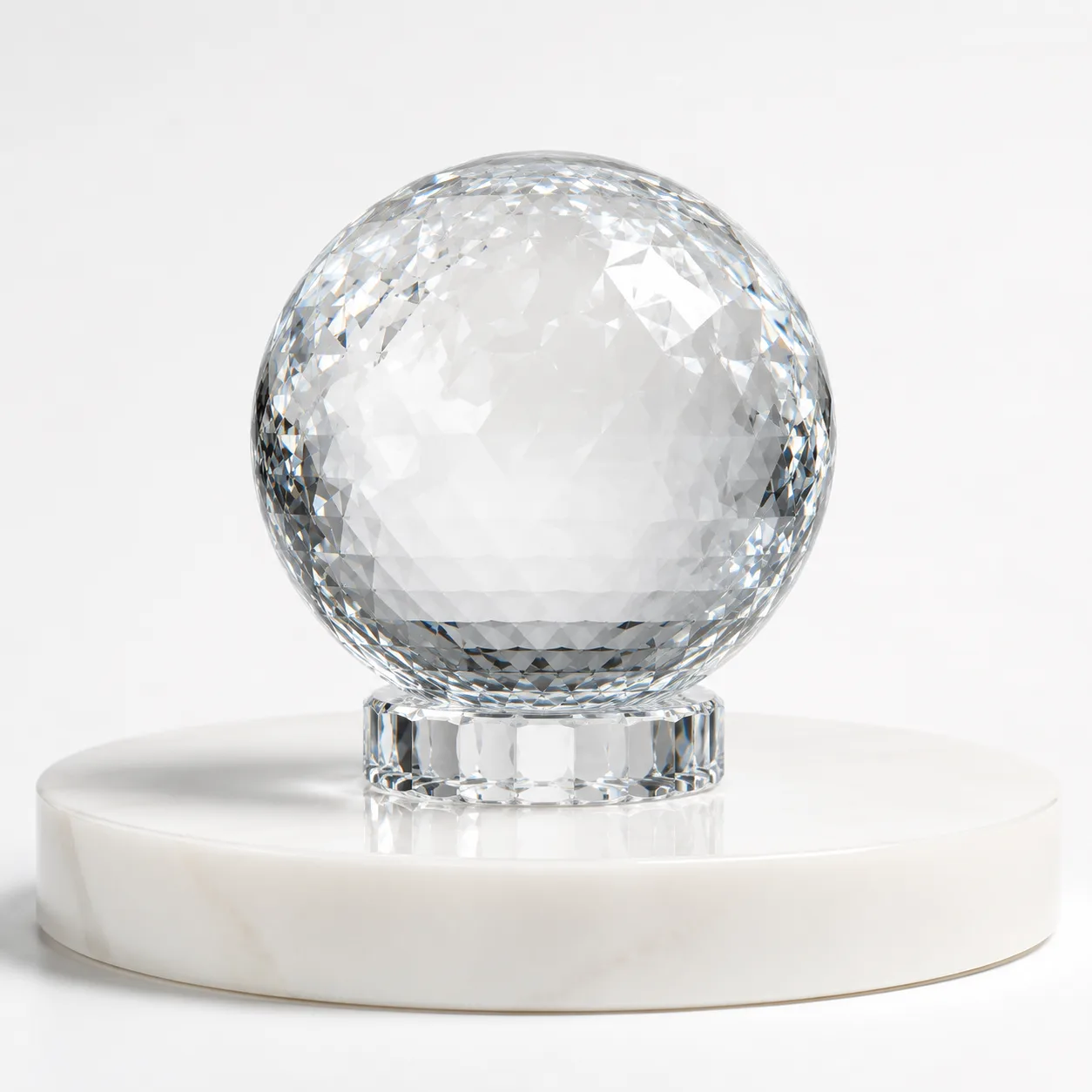 Cut Glass Decorative Orb front view with visible Cut Glass Decorative Orb form