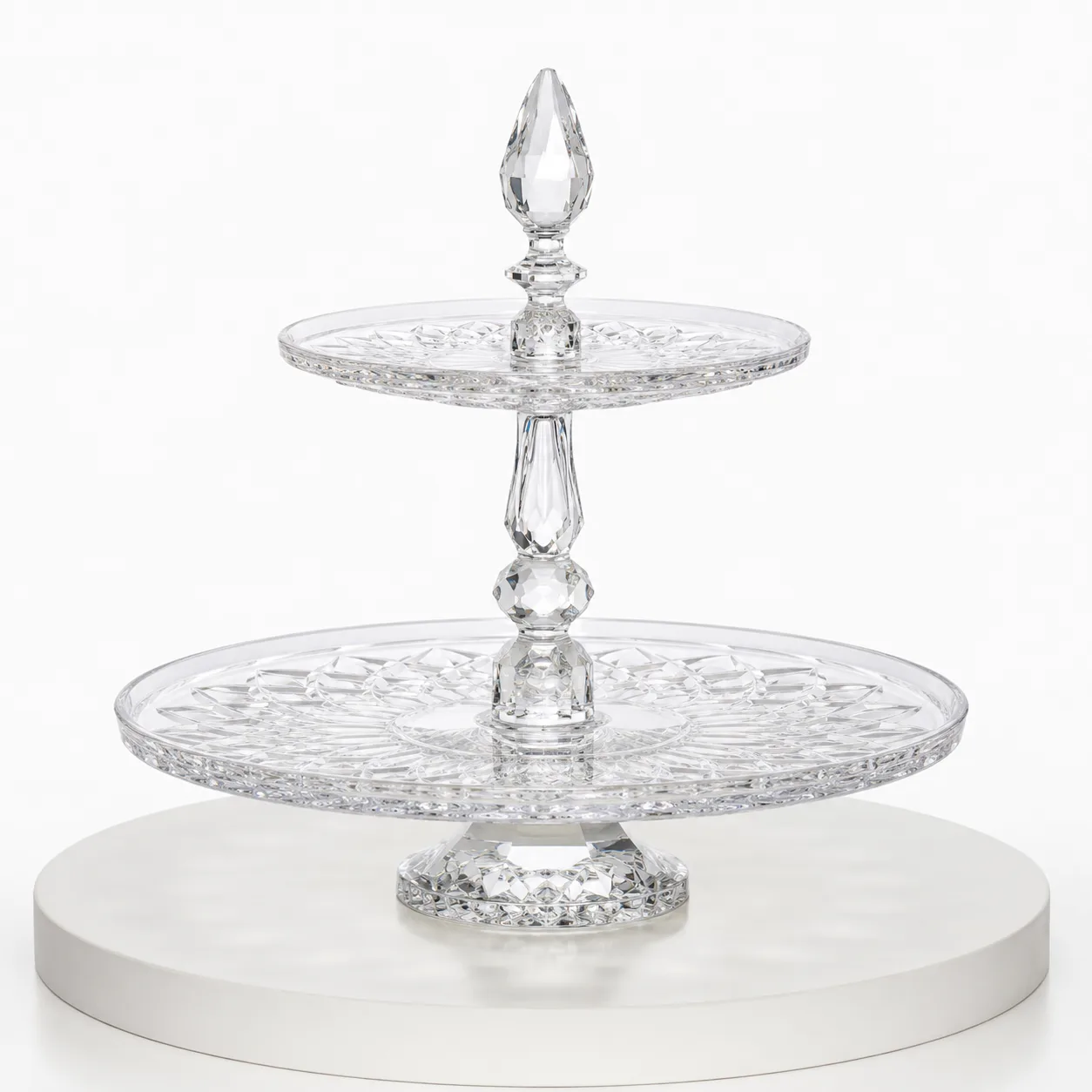 Cut Glass Dessert Stand front view with visible Cut Glass Dessert Stand form