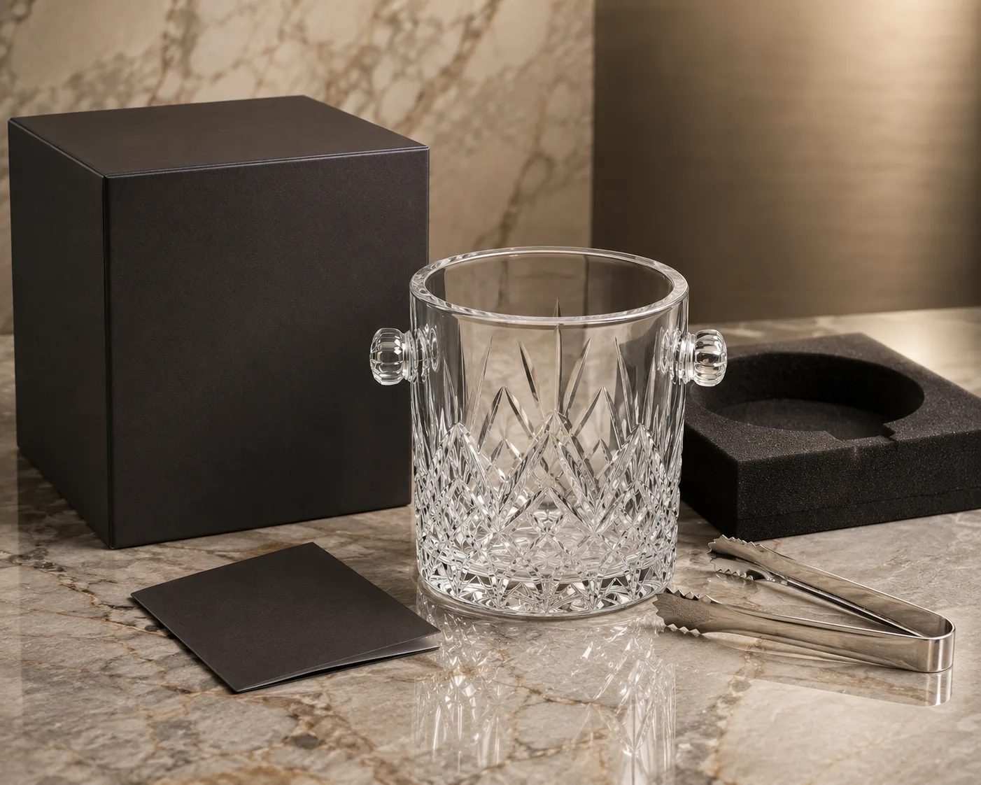 Cut Glass Ice Bucket shown from a secondary angle with the overall form visible.