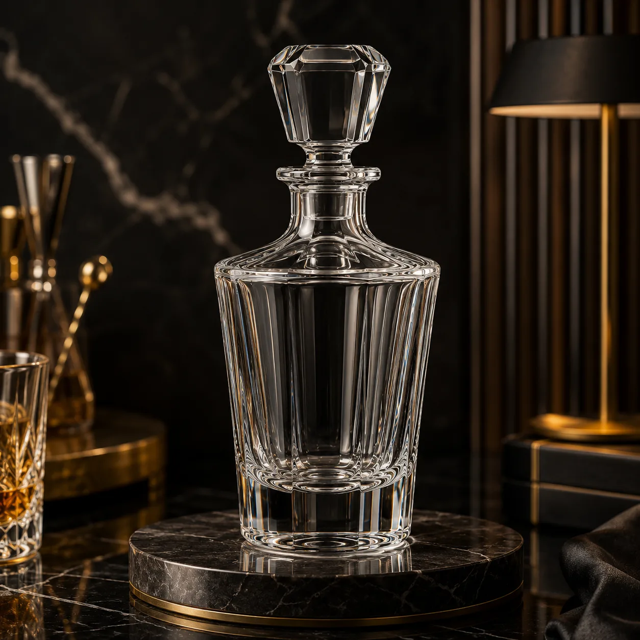 Detail view of Cut Glass Spirit Decanter showing accessory confirmed according to selected model