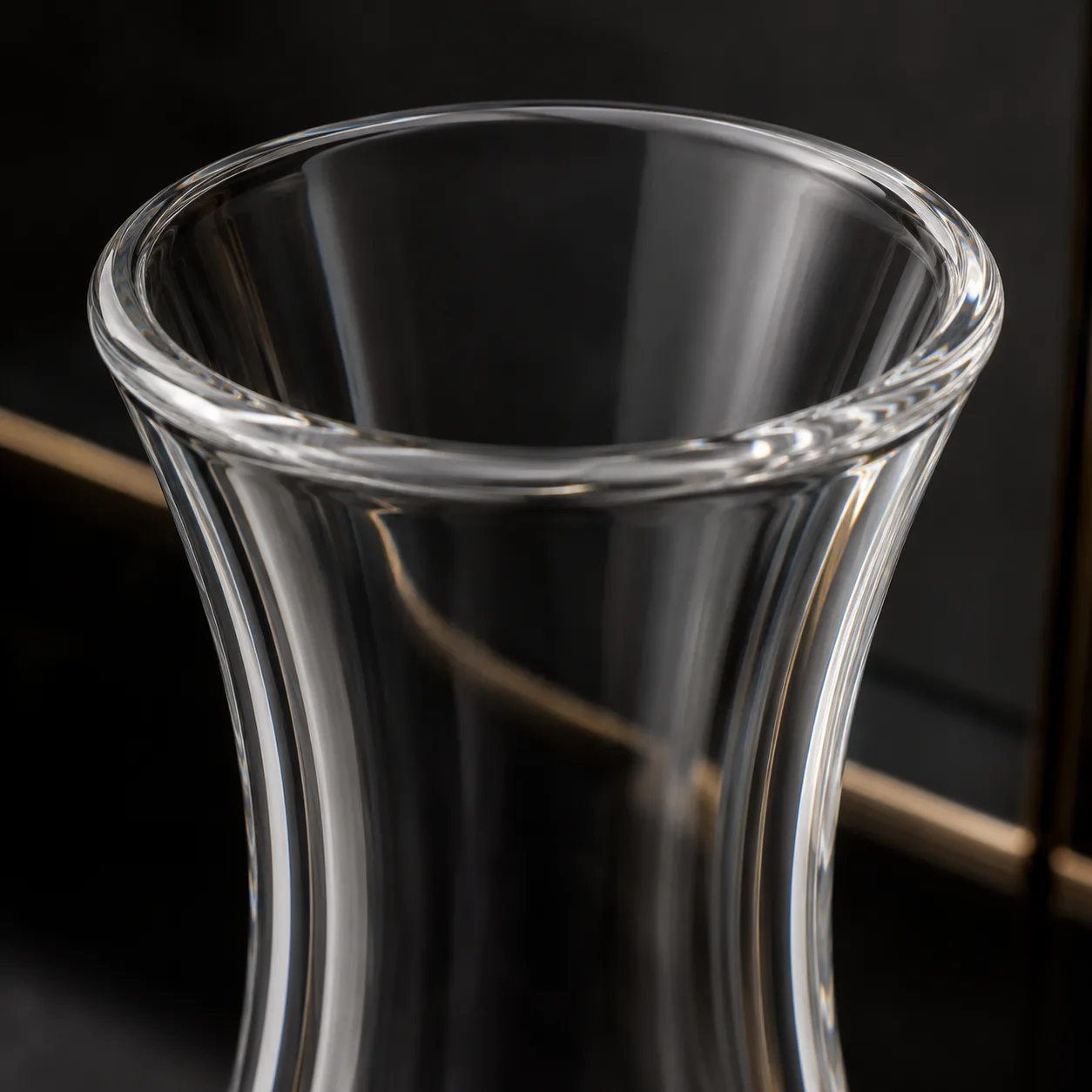 Close view of Cut Glass Water Carafe showing base detail and faceted surface detail