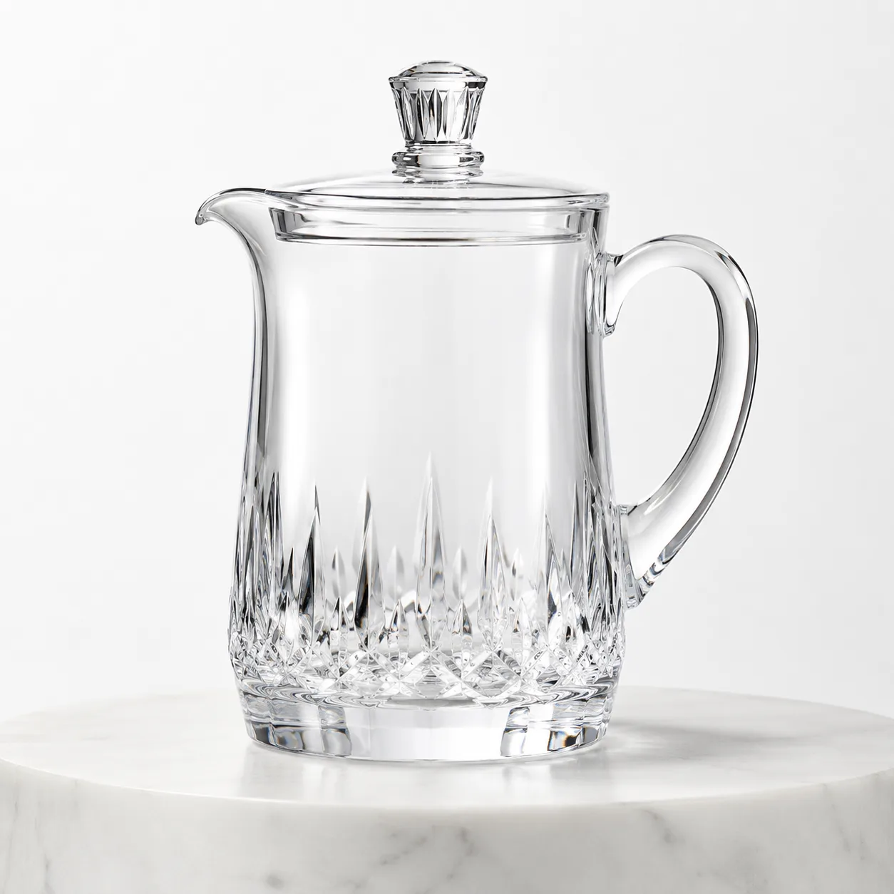 Cut Glass Water Pitcher front view with visible water pitcher serving form