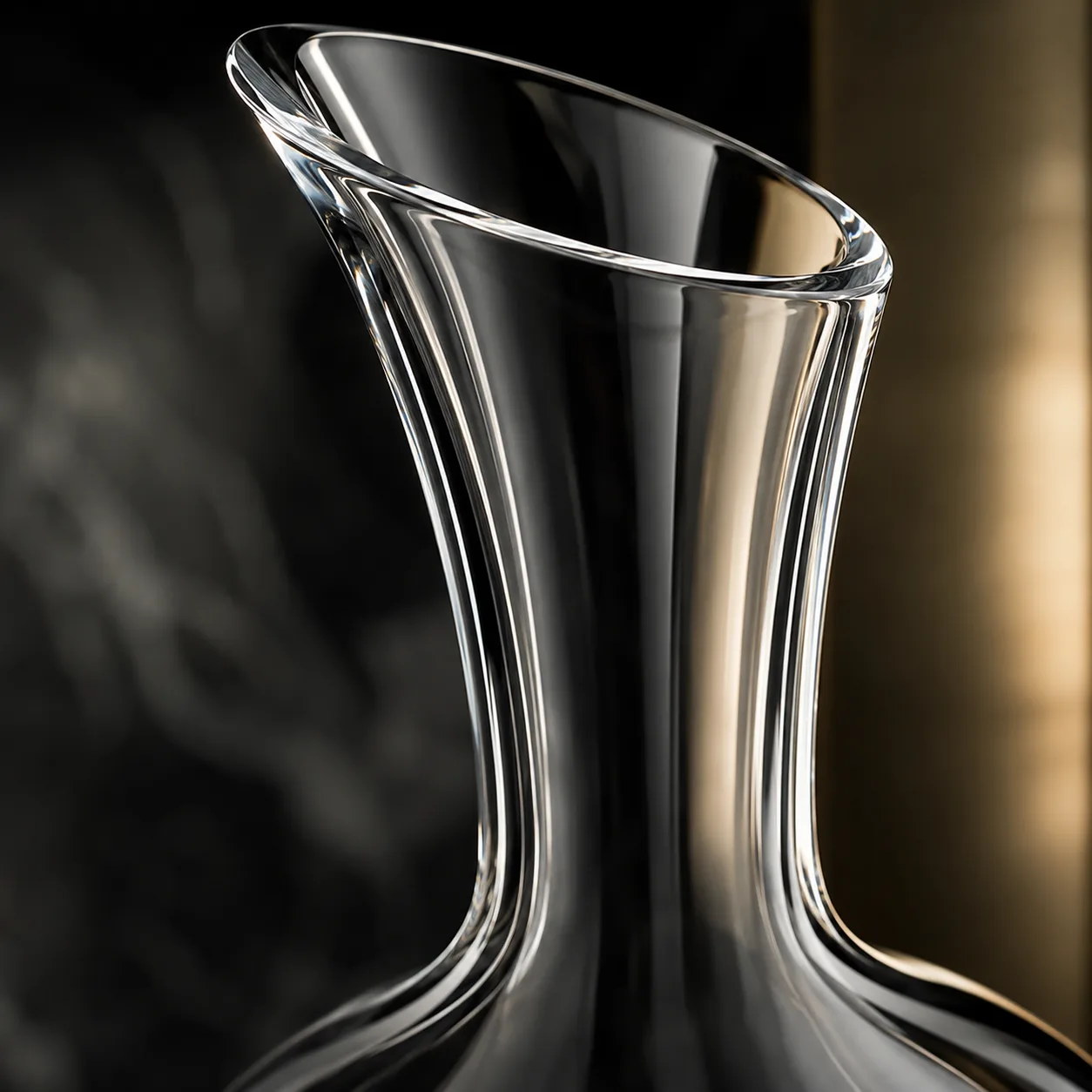 Close view of Cut Glass Wine Decanter showing base detail and faceted surface detail