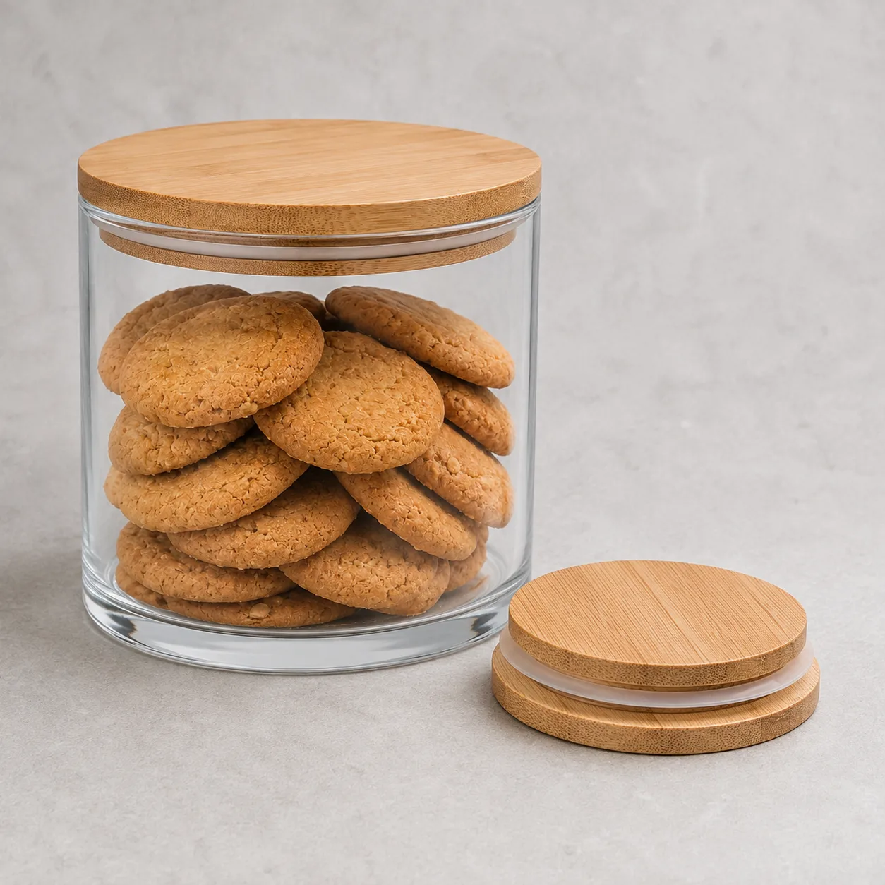 Angled side view of Biscuit Storage Jar showing the outer profile