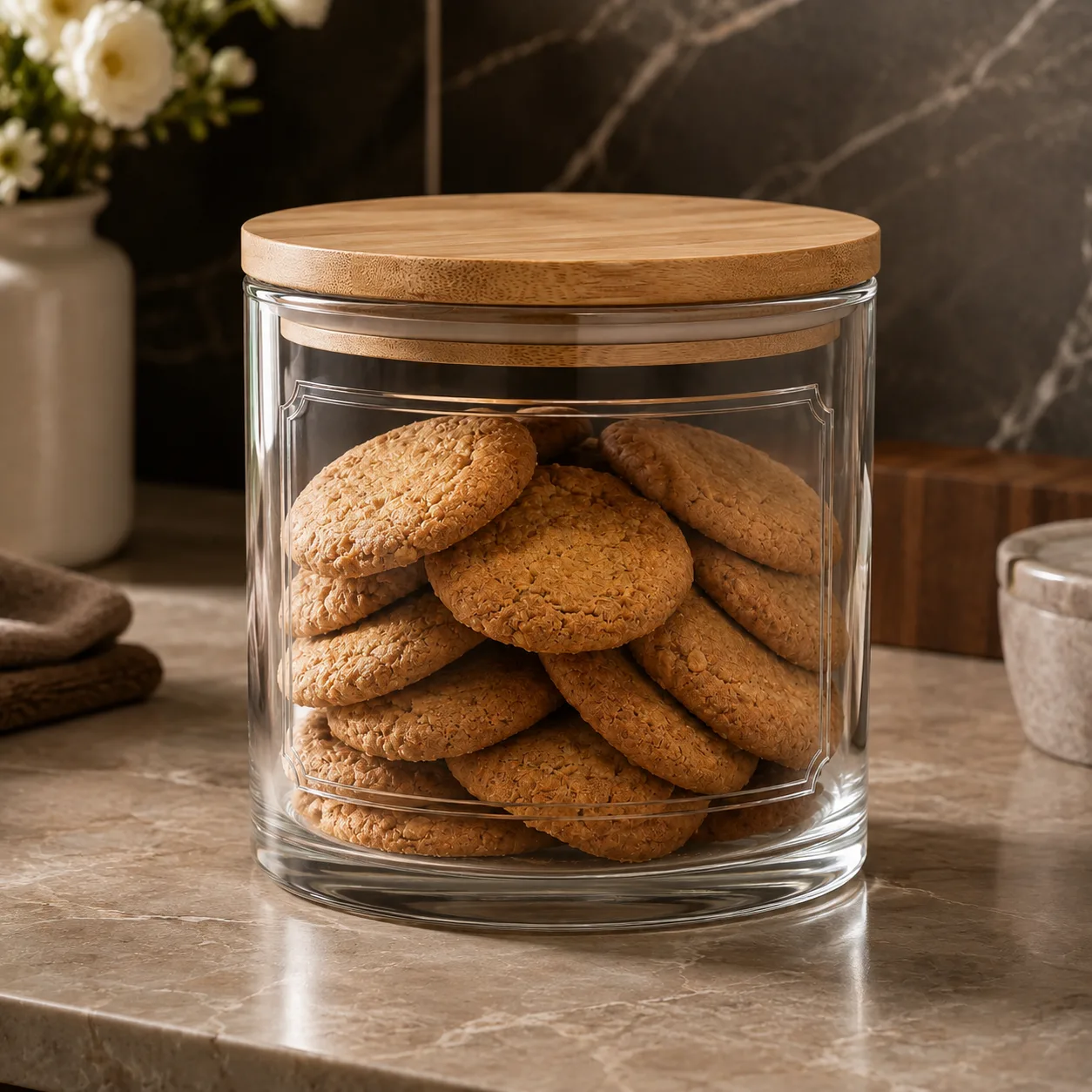 Detail view of Biscuit Storage Jar showing lid matched to selected jar model