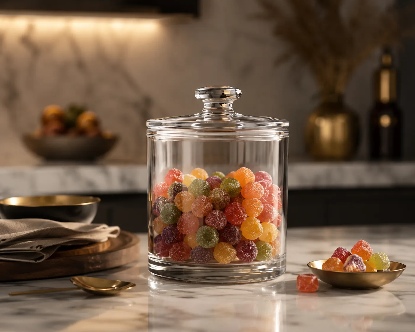 Candy Jar in a kitchen or food-storage setting for candy and confectionery.
