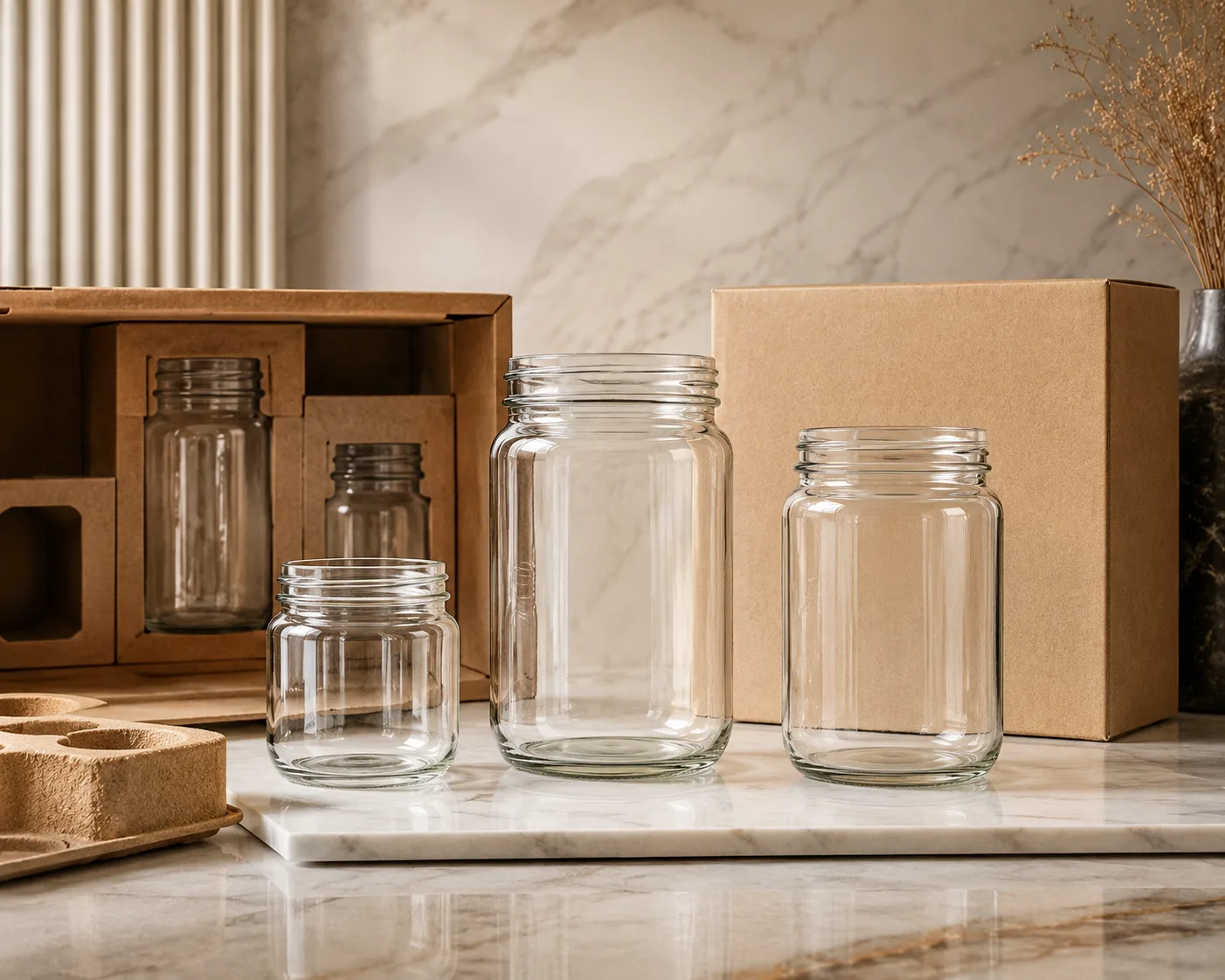 Close-up of Canning Jar showing the glass body, rim and base detail.