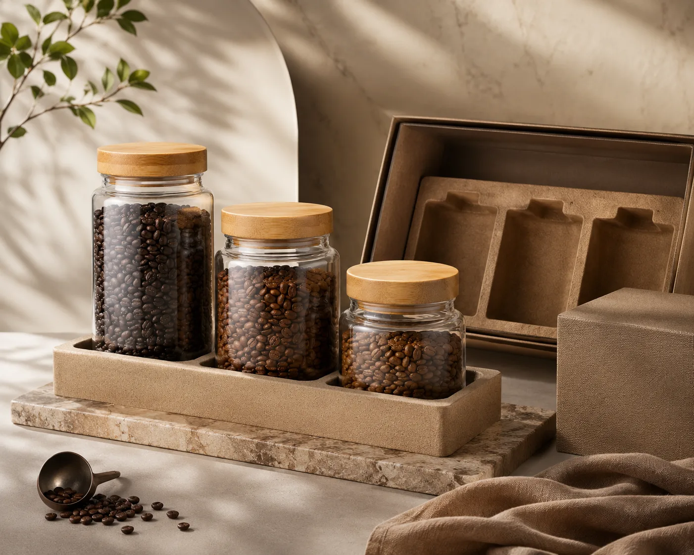 Close-up of Coffee Storage Jar showing the glass body, rim and base detail.