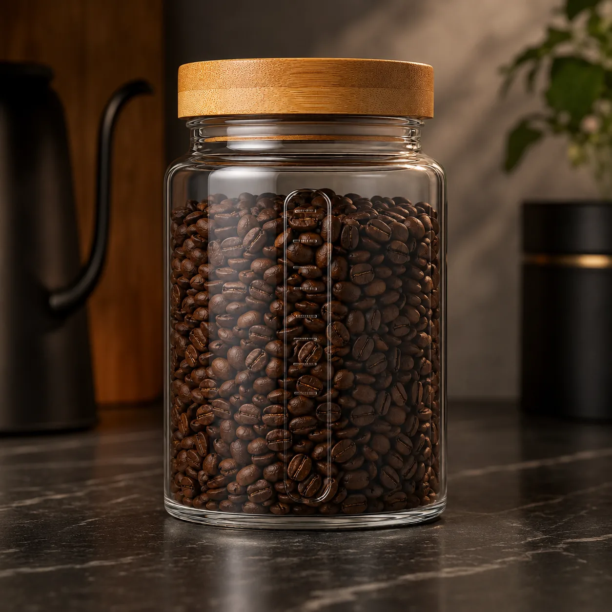 Detail view of Coffee Storage Jar showing lid matched to selected jar model