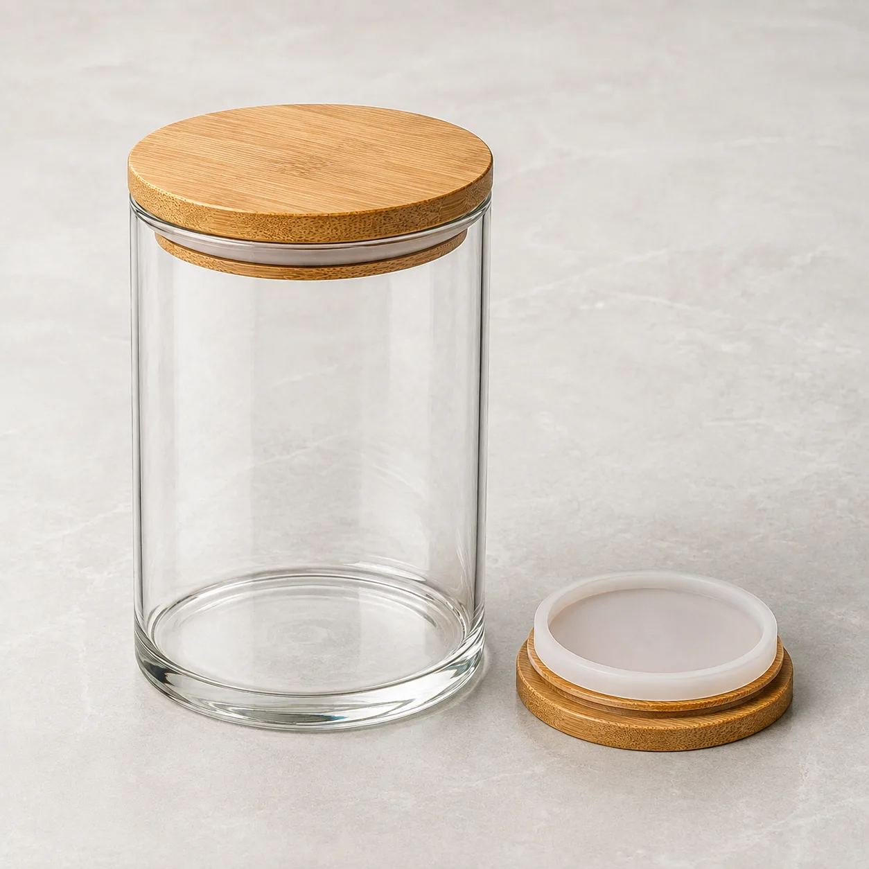 Angled side view of Dry Food Storage Jar showing the outer profile
