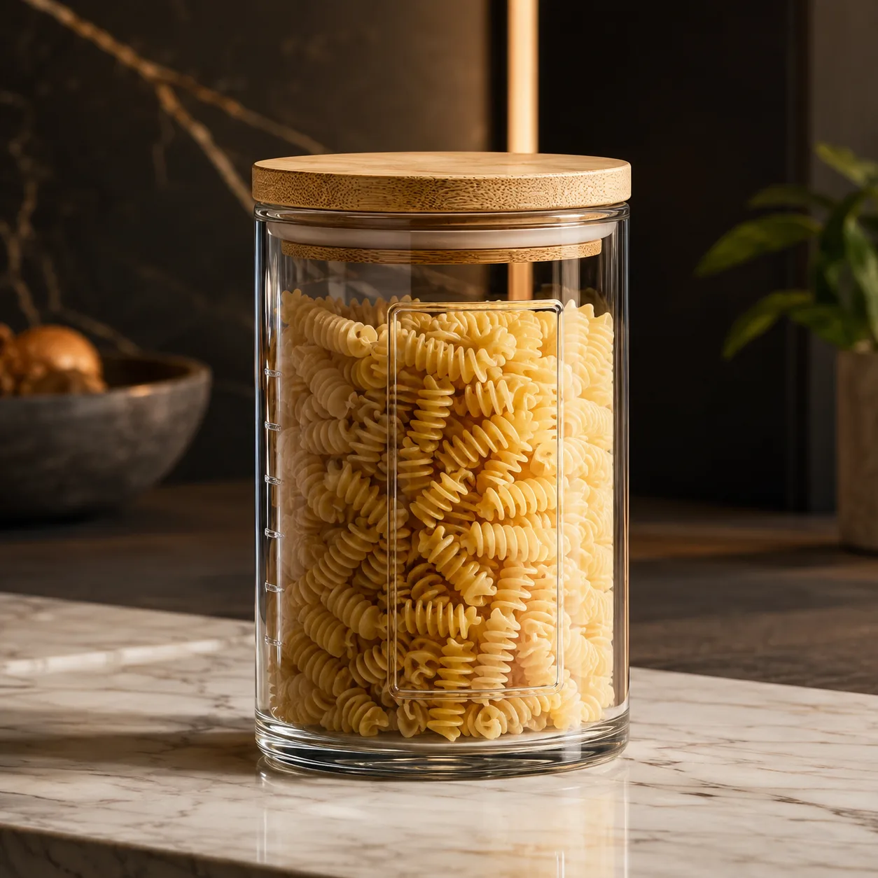 Detail view of Dry Food Storage Jar showing lid matched to selected jar model