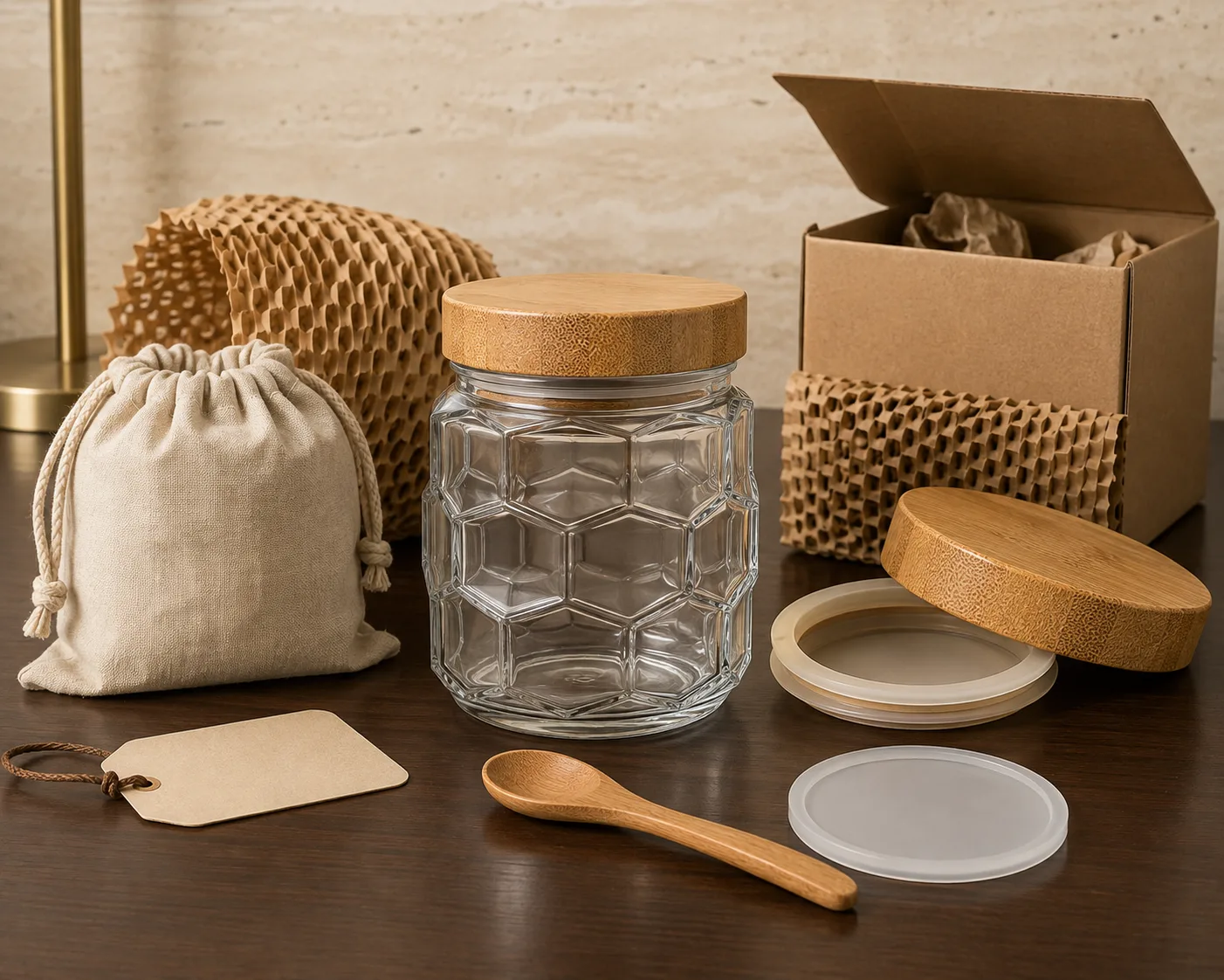 Faceted Food Jar shown from a secondary angle with the opening and container profile visible.