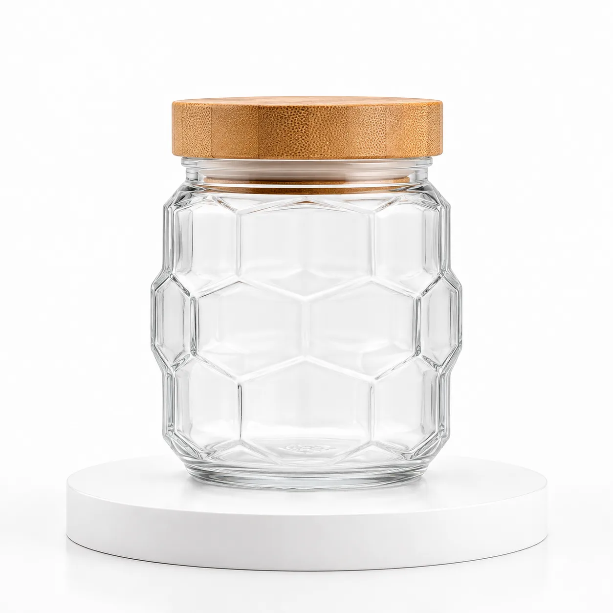 Faceted Food Jar front view with visible faceted food jar body