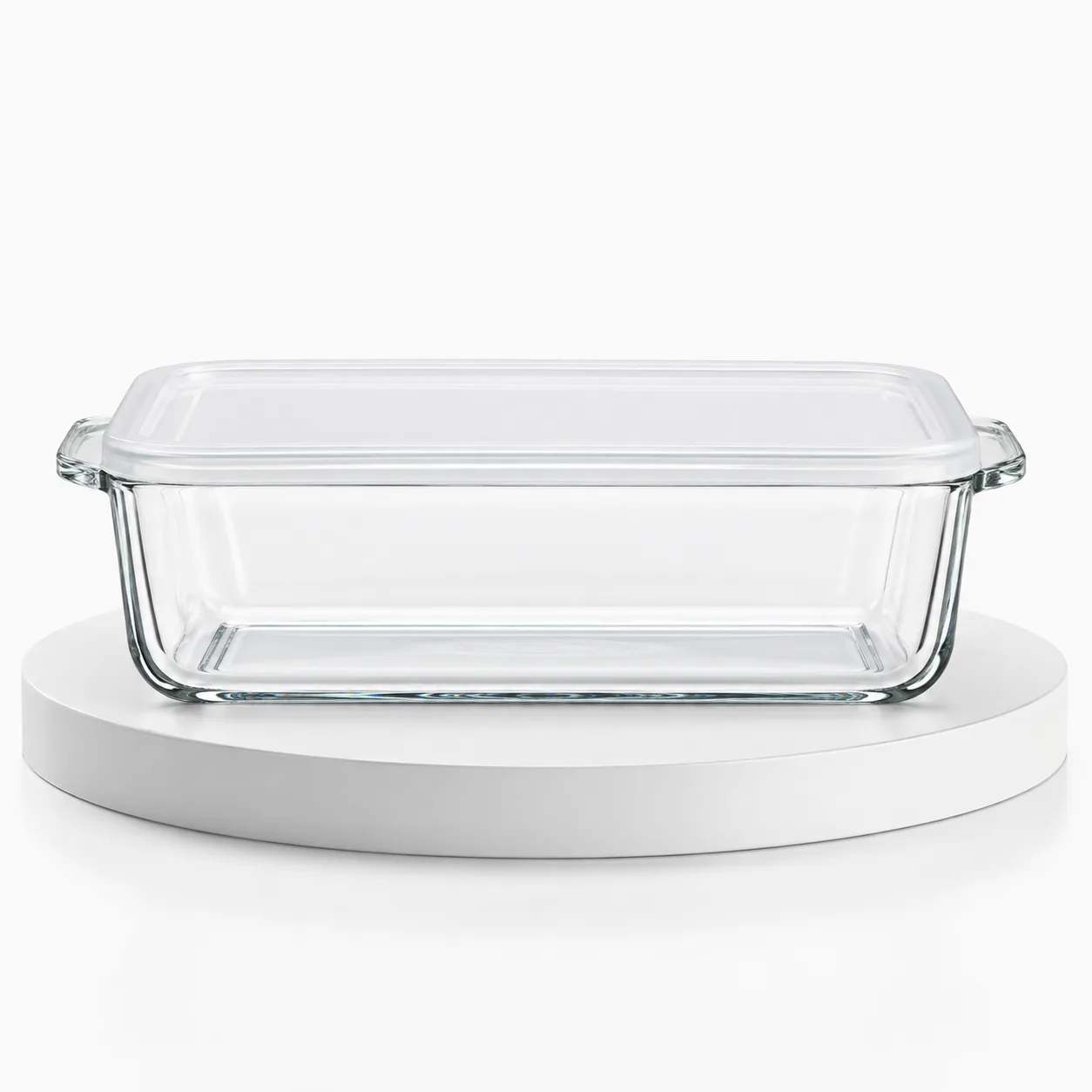 Glass Baking Dish with Lid front view with visible Glass baking dish with lid form