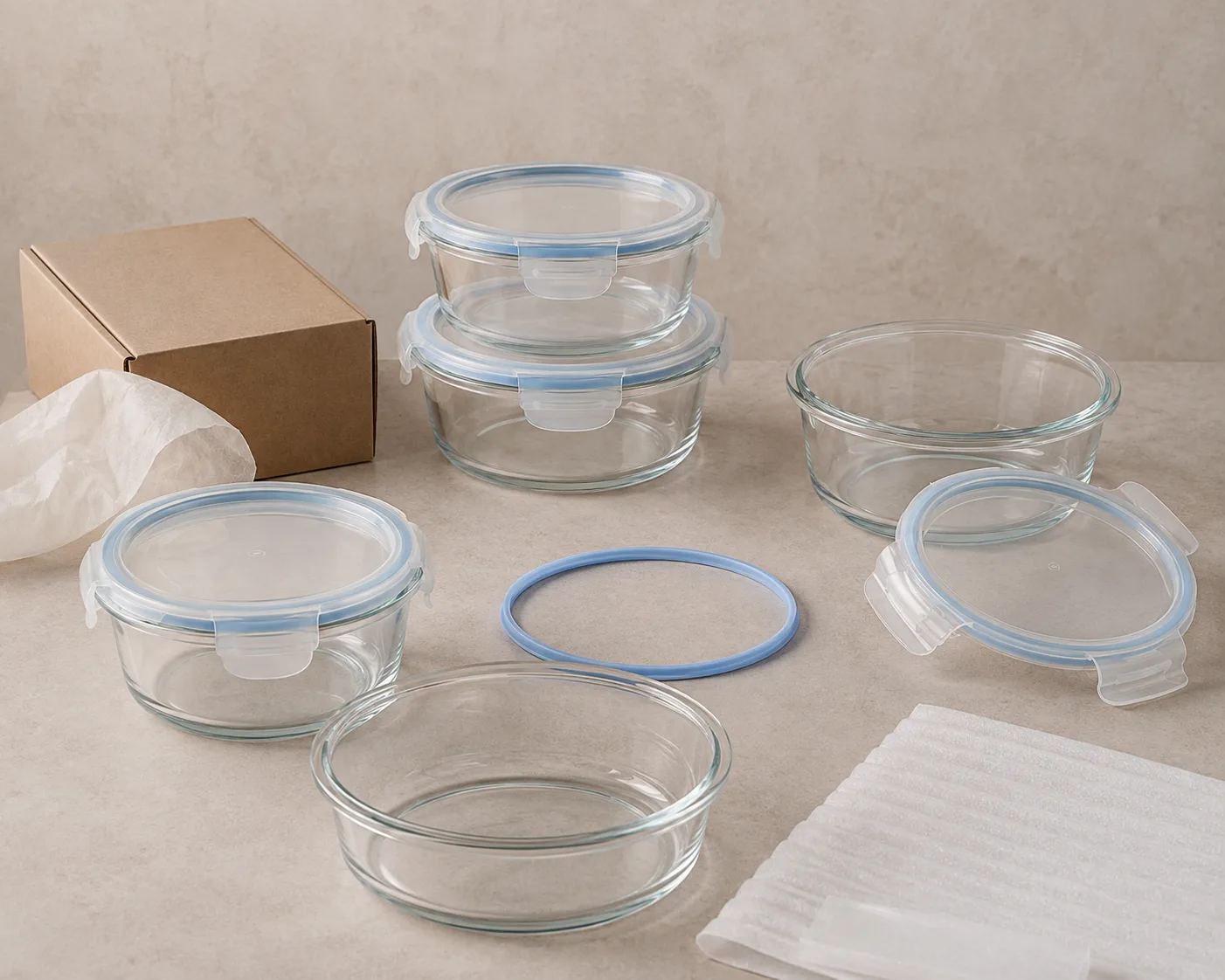 Glass Food Storage Bowl with Lid shown from a secondary angle with the opening and container profile visible.