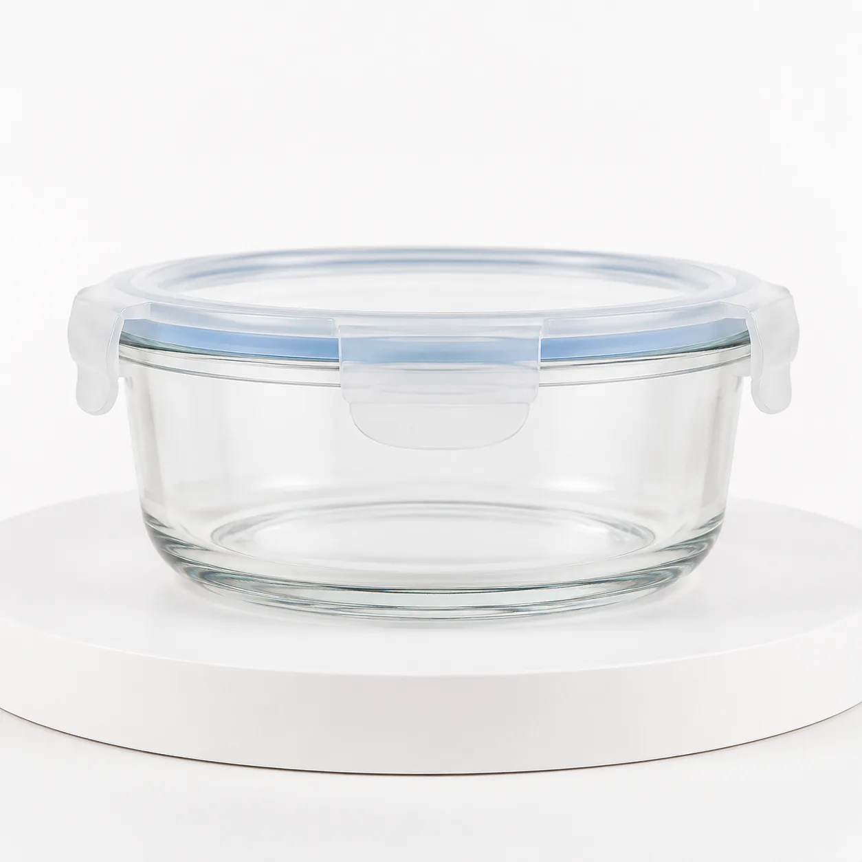 Glass Food Storage Bowl with Lid front view with visible food storage bowl with Lid form