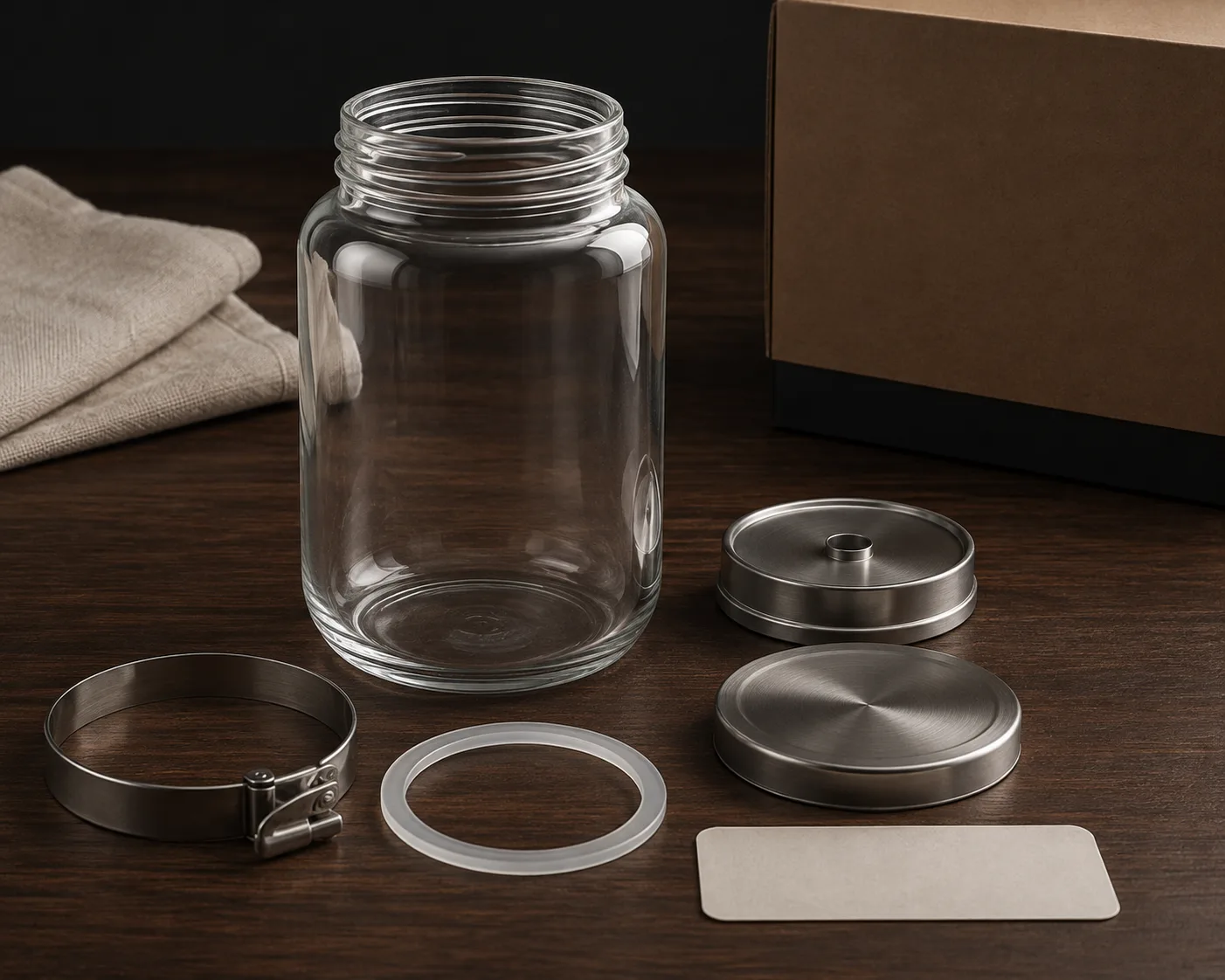 Glass Food Storage Jar shown from a secondary angle with the opening and container profile visible.