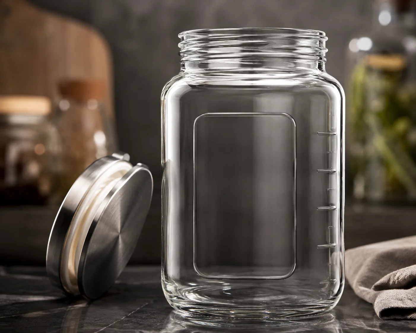 Glass Food Storage Jar in a coordinated pantry or meal-preparation display.