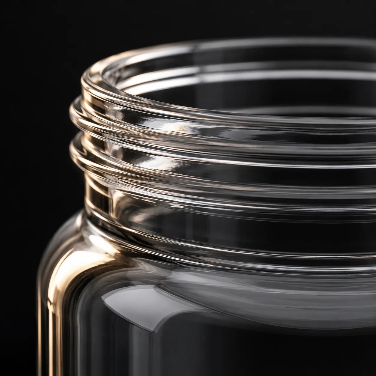 Close view of Glass Food Storage Jar showing glass wall and label / lid branding