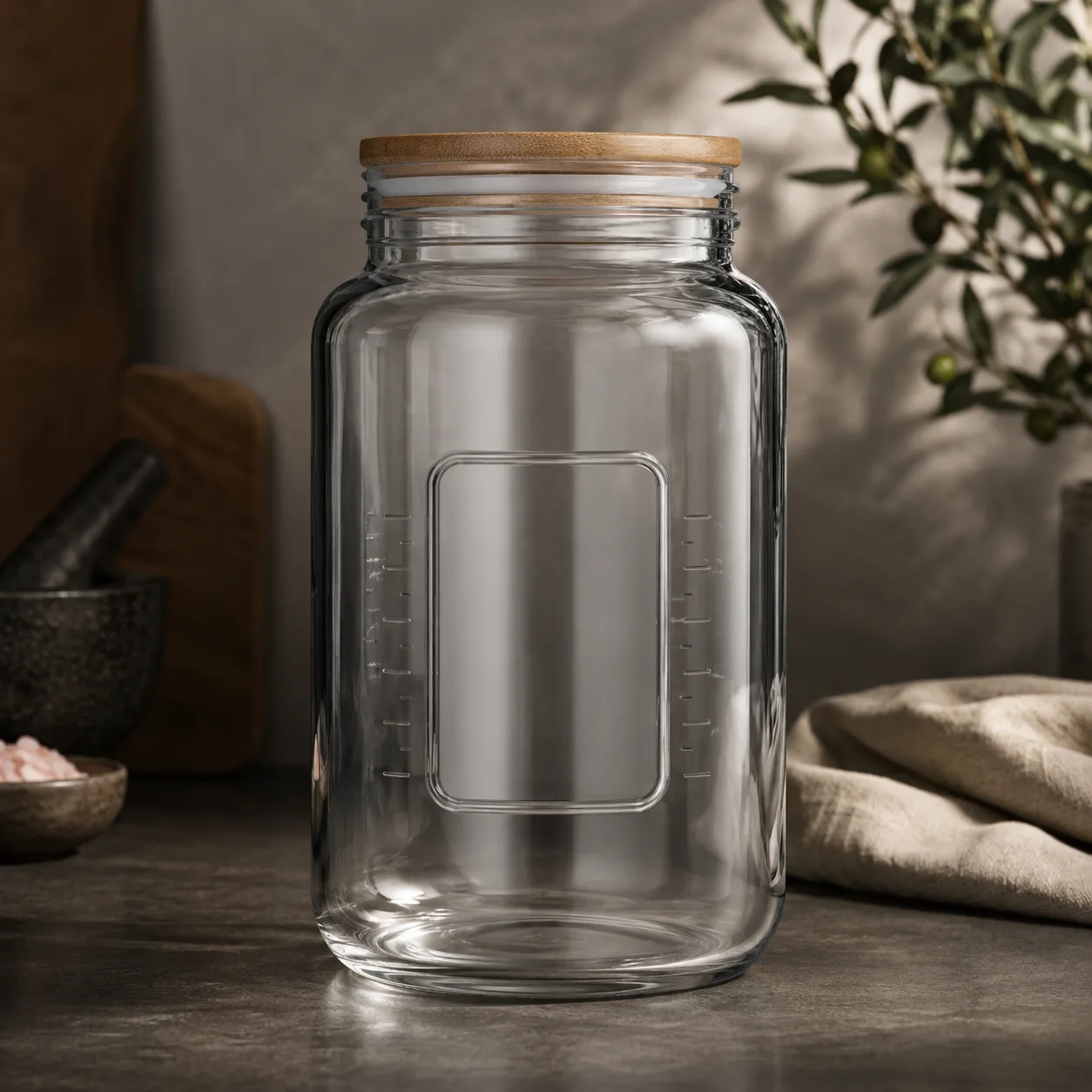Detail view of Glass Food Storage Jar showing lid matched to selected jar model