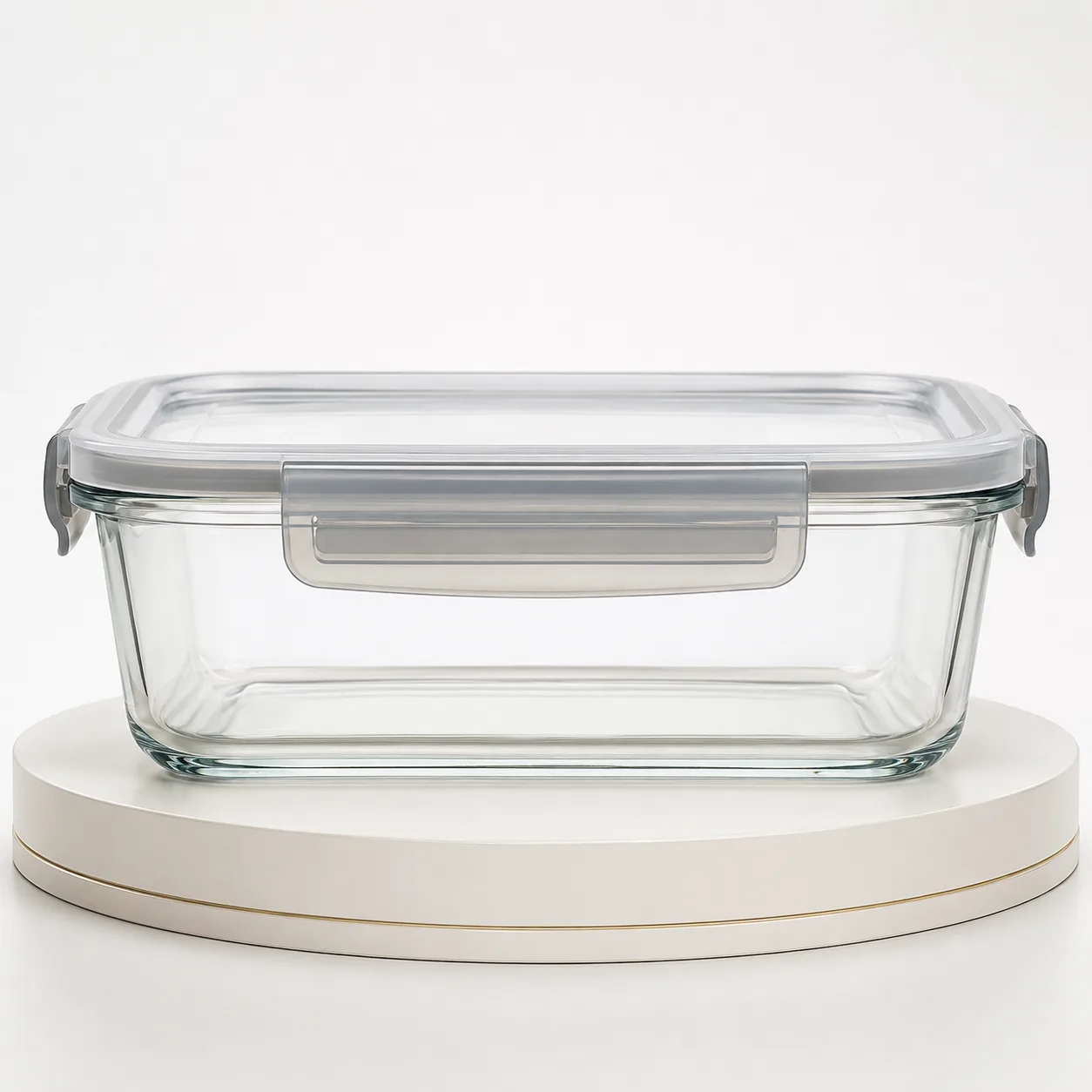 Glass Lunch Box with Lid front view with visible lunch box with Lid container form