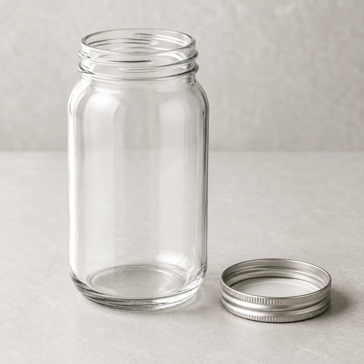 Angled side view of Mason Jar showing the outer profile