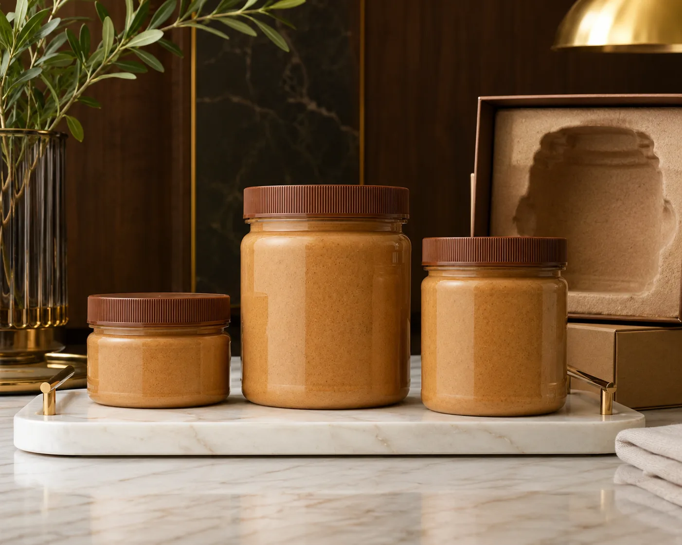 Close-up of Nut Butter Jar showing the glass body, rim and base detail.