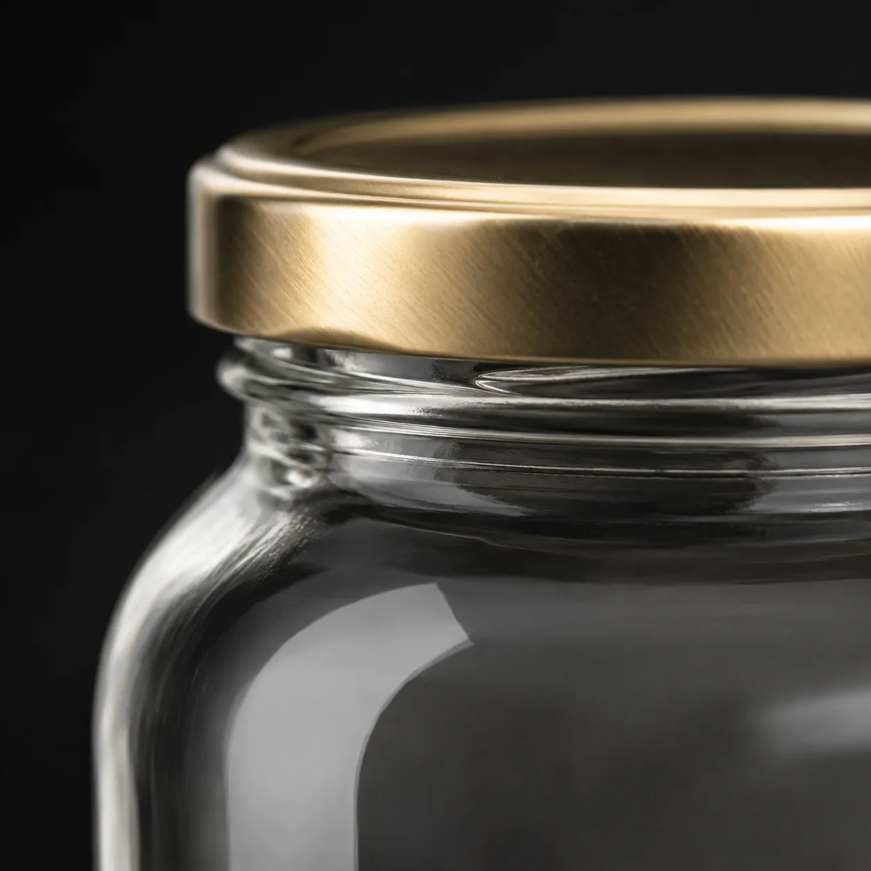 Close view of Pickle Jar showing glass wall and label / lid branding