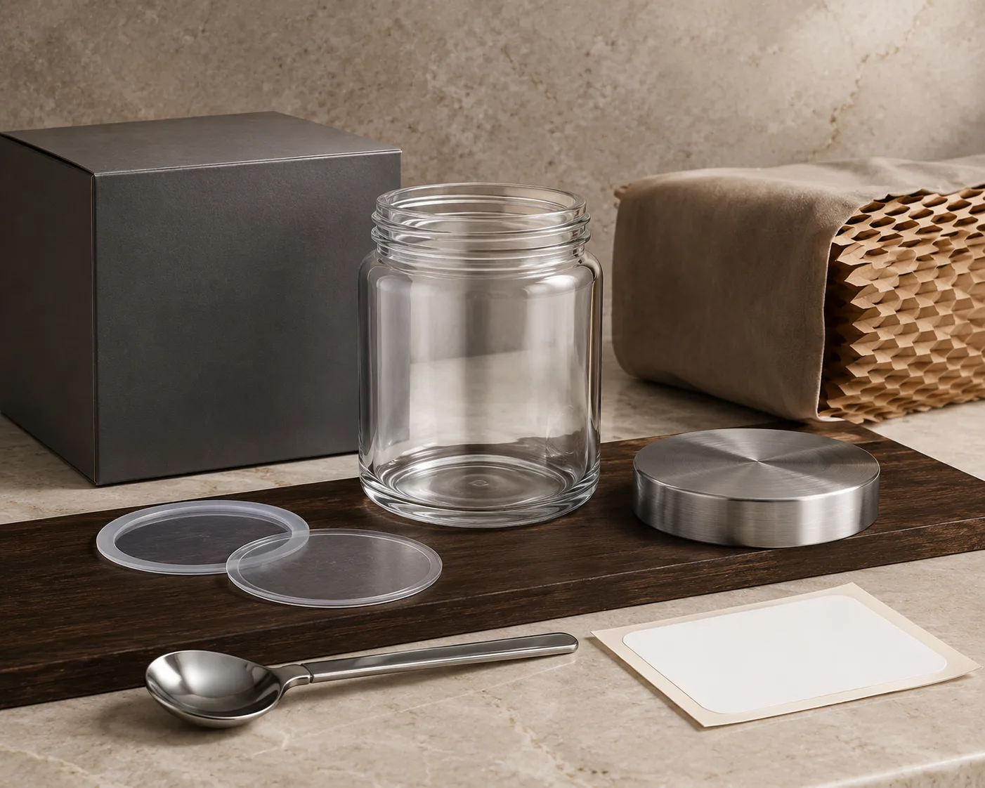 Round Food Jar shown from a secondary angle with the opening and container profile visible.