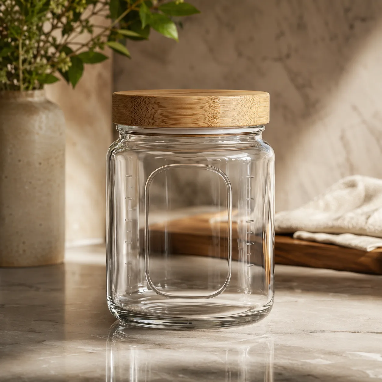 Detail view of Round Food Jar showing lid matched to selected jar model