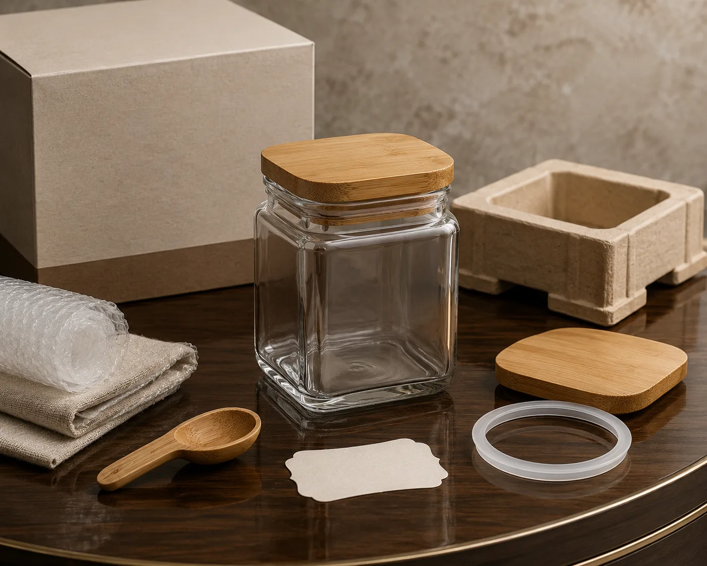 Square Food Jar shown from a secondary angle with the opening and container profile visible.