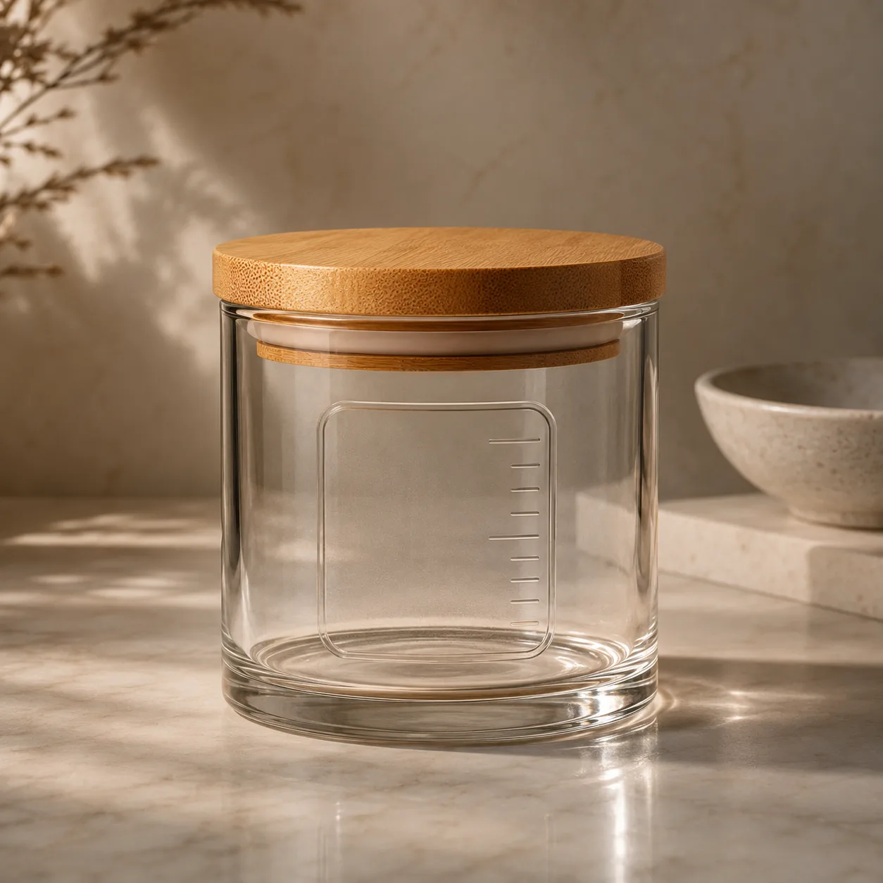 Detail view of Straight-Sided Food Jar showing lid matched to selected jar model
