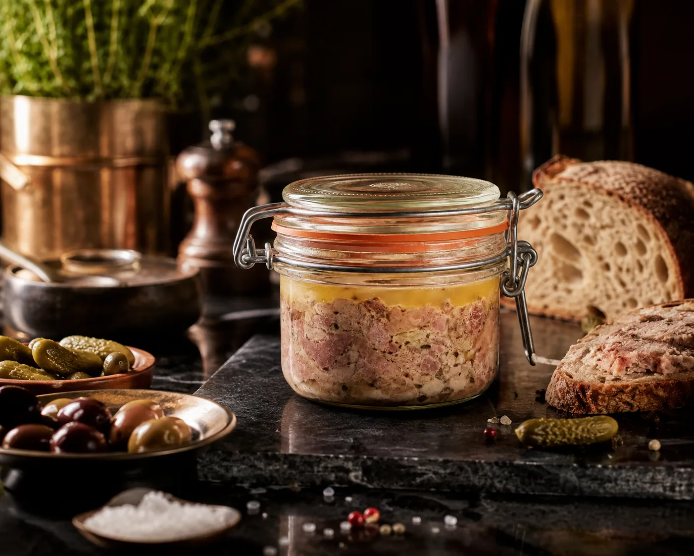 Terrine Jar in a kitchen or food-storage setting for terrine and pate.