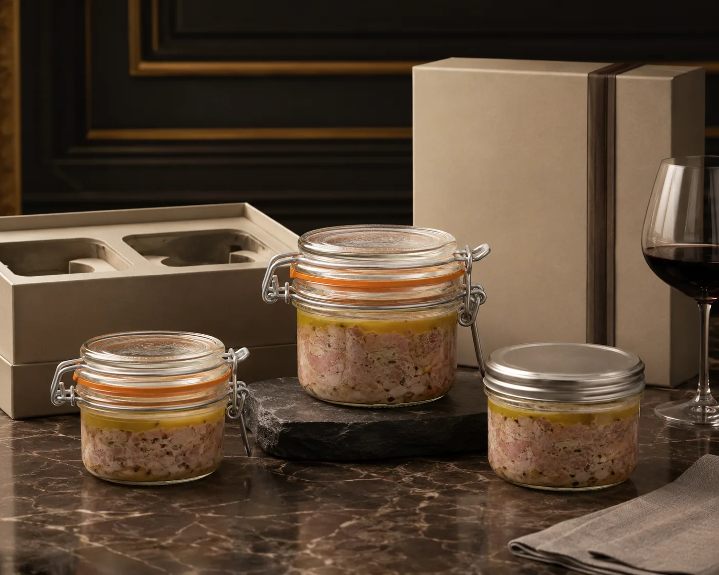 Close-up of Terrine Jar showing the glass body, rim and base detail.