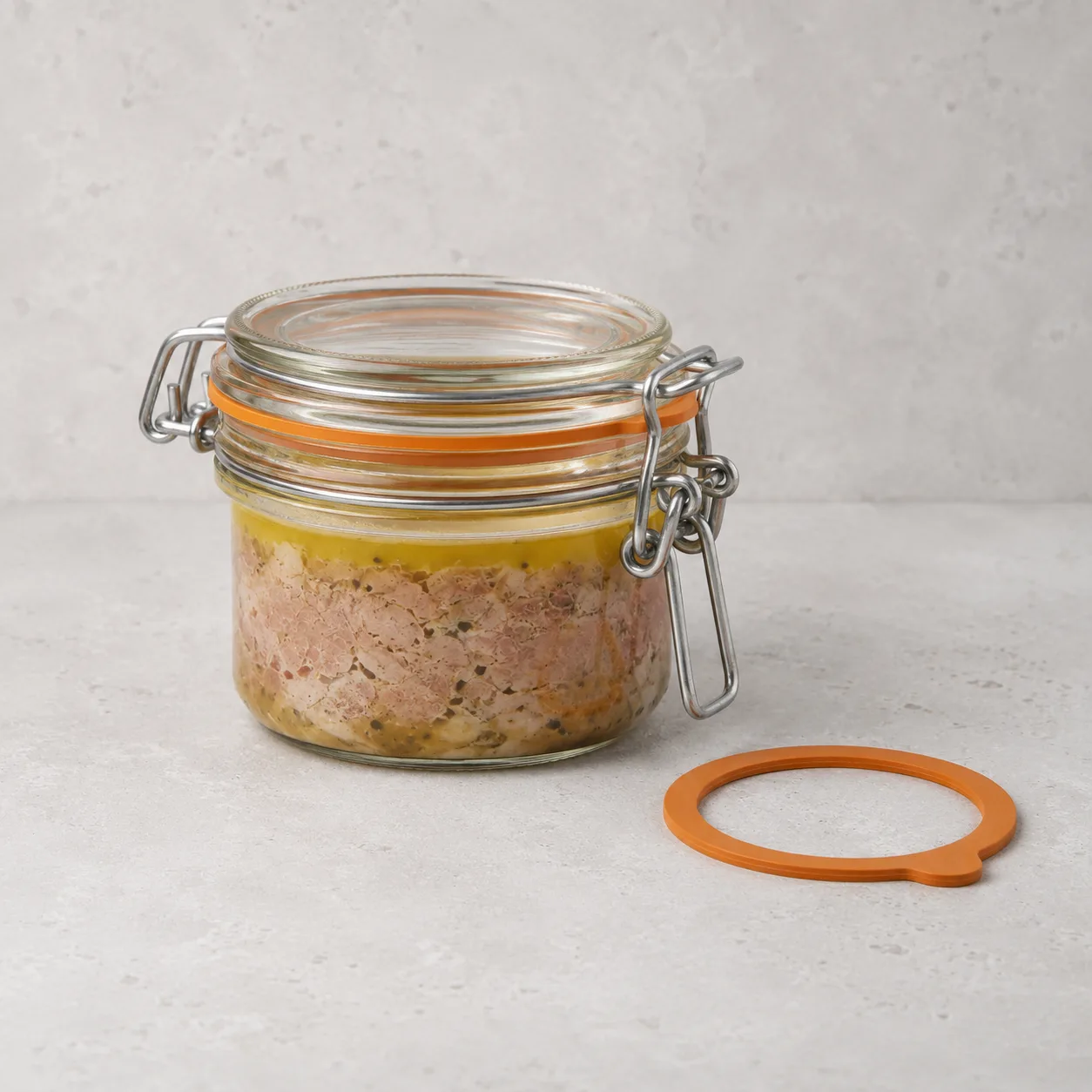 Angled side view of Terrine Jar showing the outer profile
