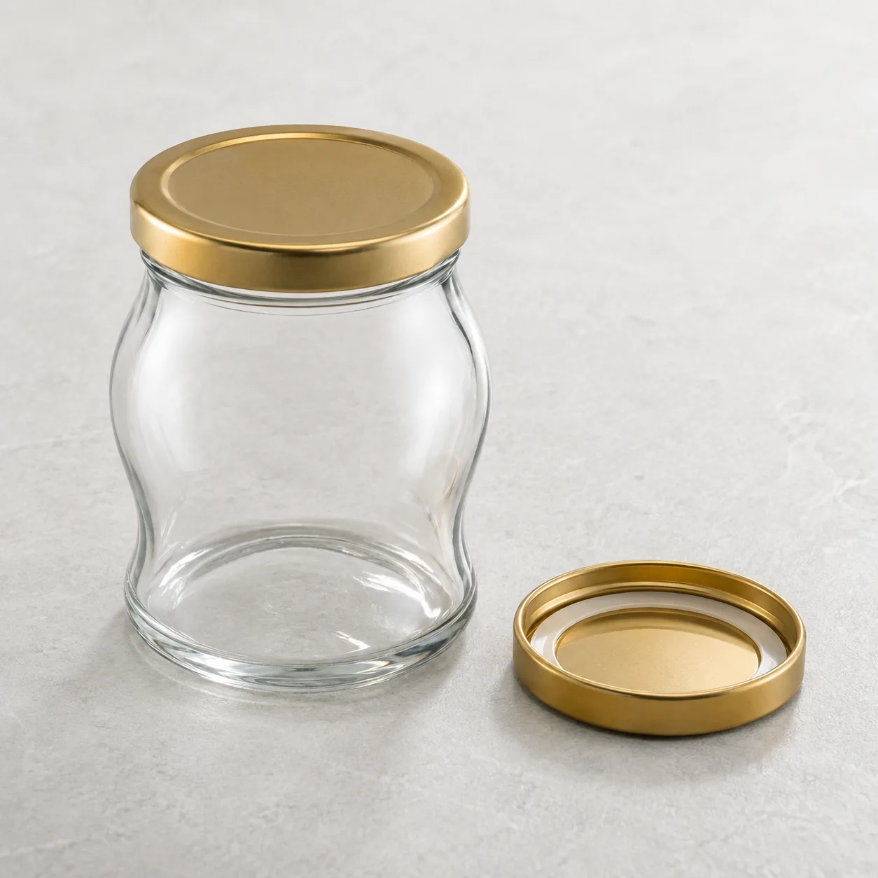 Angled side view of Tulip Food Jar showing the outer profile