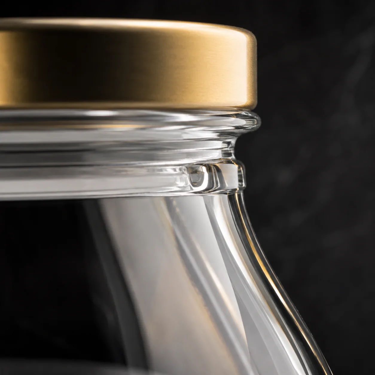 Close view of Tulip Food Jar showing glass wall and label / lid branding