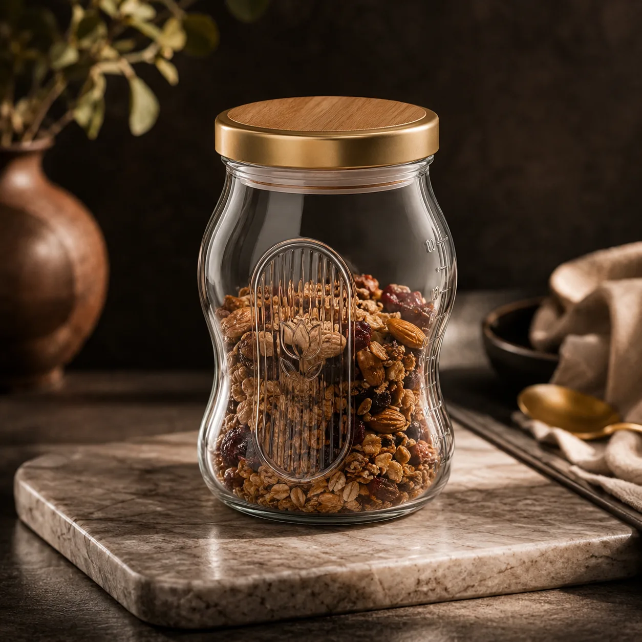 Detail view of Tulip Food Jar showing lid matched to selected jar model